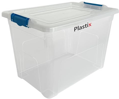 Plastix 75L storage box containers with lids (Pack of 3),Really useful plastic box for Store Home & Office stuff Stackable [UK Made]