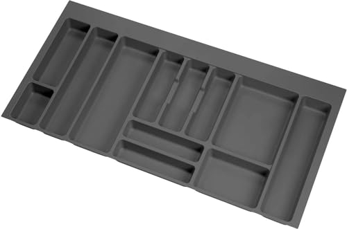 Emuca - Range-couvert pour tiroir de cuisine Vertex/Concept 500, module 1.000 mm .Panneau 16mm, Plastique, gris anthracite