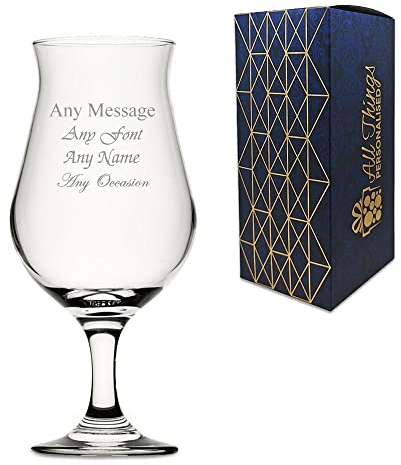 Personalised Engraved 13oz Wavy Beer Glass with Gift Box, Personalise with Any Message
