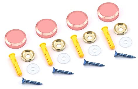 Lot de 4 vis de miroir en cuivre - Diamètre : 19 mm - Doré rose
