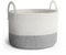 Keplin Small Rope Storage Baskets - Woven Two Tone Material Nursery Hamper with Handles, Large Capacity for Laundry, Baby Clothes, Toys (Grey & White)