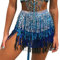 Bufenia Damen Bauchtanz Hüftrock Quaste Pailletten Hüftschal Riemchen Wrap Rave Röcke Halloween Kostüm Club Festival (Silber Blau)
