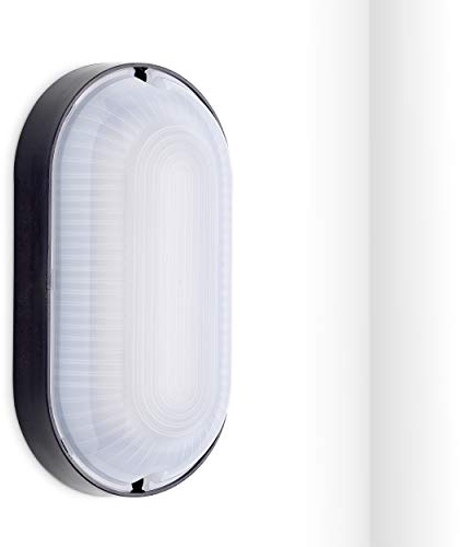 Oktaplex lighting Kellerlampe Base Oval mit Durchgangsverdrahtung 9W 4000K Neutralweiß 800lm LED Kellerleuchte IP65 Feuchtraumlampe Oval Schwarz