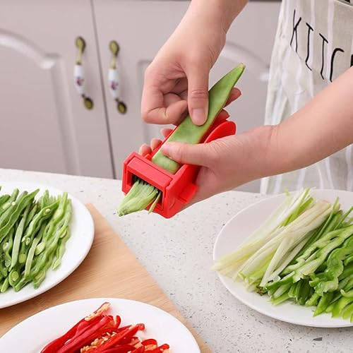 Trancheuse de légumes et de haricots - Trancheuse à oignons verts - Multifonctionnelle - Ne blesse pas les mains - Couteau à éplucher le céleri - Couleur aléatoire