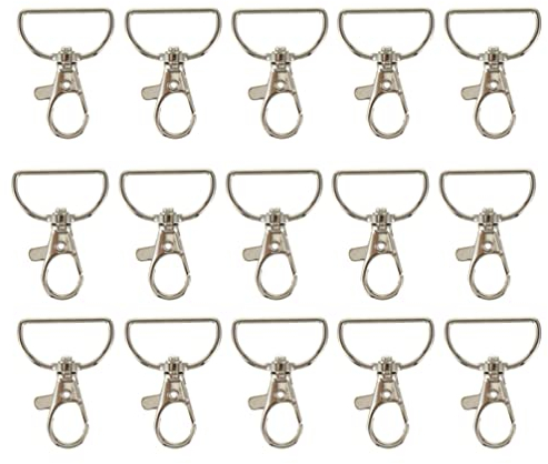 COHEALI Drechselzubehör Loom Bänder Zubehör 24 pcs Hummerverschluss Schwenkschnapphaken D Ring Keychain Hook Lanyard Clips Druckknöpfe Loom Bänder Zubehör Schlüsselkette Edelstahl