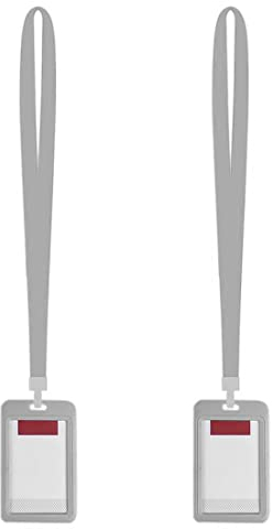 2 Id-Kartenhalter Kartenhüllen, Id-Kartenhalter Wasserdichte Kartenhülle Vertikales Kunststoffband Lanyard, Abnehmbarer Ausweishalter, Arbeitskartenhalter Geeignet Für Ausstellungen (Grau)