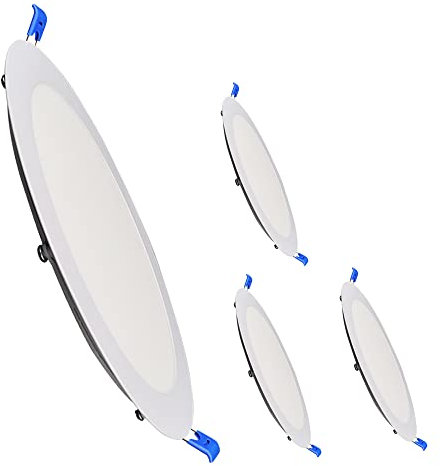 ILUMINASHOP ® Downlight 20W LED 2000 Lúmenes. Panel Extraplano Circular Redondo. Diámetro de Corte Estándar 200mm. Aluminio. [Driver Incluido] (Pack 4x, Blanco Cálido (3000K))