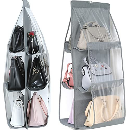 Retoo Hängeorganizer mit 6 Taschen für Handtaschen mit Hook, Stabiler Hängeregal für Handtücher Windeln Spielzeug, Hängeaufbewahrung für die Tür Büro Schlafzimmer Kinderzimmer, Schrankorganizer