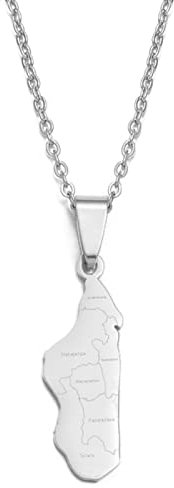 Schmuck Karte Halskette, Fashion Madagascar Map With Cities Name Pendant Necklace Women Girls Men Africa Malagasy Maps Jewelry Charm Gift Patriot Choker Sweater Chain,Silver Pendant,45Cm(17.7 Inches