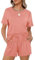 Teemie Pyjama Femme De Nuit Ensemble Ete Courtes Court Manches Vêtements Short Doux Sleepwear été 2 Pièces pour Femmes Idéal Vêtements Intérieur Fille Pantacourt Taille S-XXL