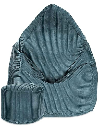 DreamRoots Sitzsack Cord Kinder Sitzsäcke Mädchen Jungen 70x70x105cm - Sitzsack mit Füllung, Hocker, Lehne und Bezug - Bean Bag Chair - Sitzkissen Boden - Chill Sack