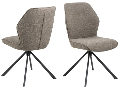 AC Design Furniture Aurelia 2er Set Esszimmerstühle mit Bezug in Taupe und Schwarzen Stahlbeinen mit Drehfunktion, Küchenstühle Ohne Armlehne, Esszimmermöbel, B: 51 x H: 88,5 x T: 61,5 cm