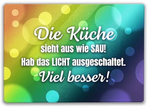 Saustall Schneidebrett mit Spruch Hab das Licht ausgeschaltet Viel besser ein lustiges Küchenbrett zum Geburtstag Motiv für Frauen Glas Schneidbrett Küchenutensilien