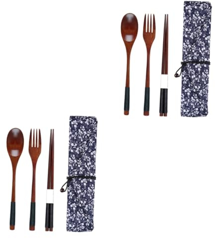 MILISTEN 2 Piezas Cubiertos Para Niños Cucharas De Madera Para Comer Tenedores De Madera Tenedor De Madera Cuchara Palillos Vajilla De Viaje Palillos Para Niños Japón Portátil Viajar