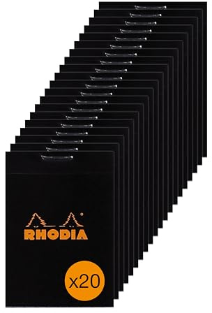 Rhodia 102009Cpack 20 Notizblöcke N.10 A8 80 Blatt kariert Schwarz