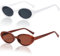 Johiux 2 Stück Vintage Oval Sonnenbrille, Sunglasses für Damen und Herren, Party Sonnenbrille, Aesthetic Accessoires Sunglasses Woman UV400 (2, Weiß+Tannfarbe)