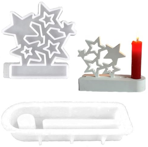 ALEFBET Silikonformen Gießformen, Silikonform Kerzenhalter, Silikon Gießform Kerzenhalter, Silikonformen Kerzenhalter,Gipsformen zum Gießen (Stern)