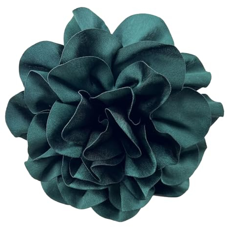 Tissu Satiné Surdimensionné Fleur De Rose Extra Large Grandes Broches Camélia En Soie Broche Pour Femme Fête De Mariage Danse Banquet Robe Costume Accessoires De Cérémonie Bijoux Cadeaux (Vert foncé)