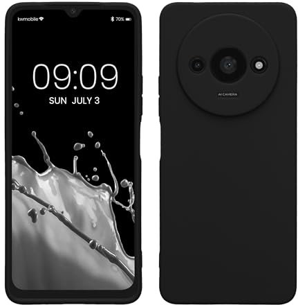 kwmobile Case Compatible with Xiaomi Redmi A3 Case - Protective Slim TPU Phone Cover - Soft Matte Finish - Black