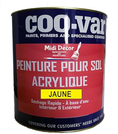 Midi Decor Peinture acrylique pour sols intérieurs et extérieurs en béton et ciment 1L Jaune