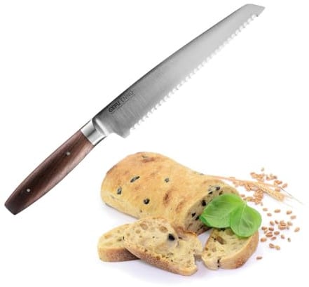 GEFU Brotmesser ENNO 21 cm | Wellenschliff für harte Krusten & weiches Inneres | Solinger Spezialstahl, HRC 57 | Walnussholzgriff, handgeschliffen, Made in Germany