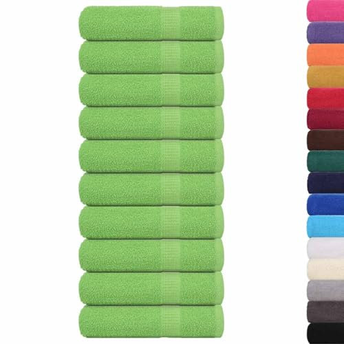 vidaXL Essuie-Mains 10 pcs Vert Pomme 50x100 cm 360 g/m² 100% Coton, essuie-Mains, Serviette de Bain, Ensemble de Serviettes de Bain, Serviette