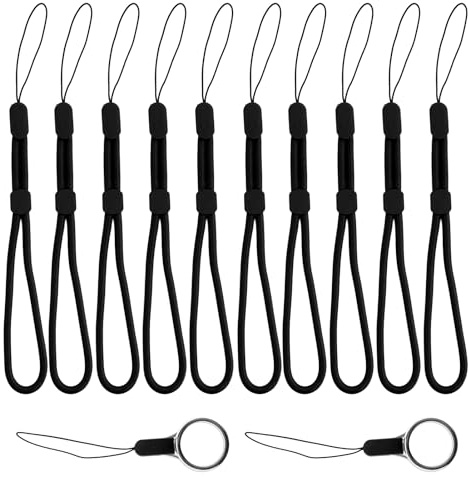 10 StüCk Handschlaufe Lanyard, Verstellbares Nylon Handgelenk Trageband,Paracord Handschlaufe,Handy Handgelenkschlaufe,Mit 2 ZubehöR,FüR Taschenlampe,Kamera, SchlüSsel, Handy, Usb-Stick( Schwarz)