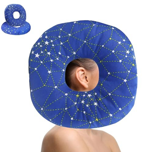 Ohrenschutz Seitliches Schlafkissen, Entlasten Kissen Mit Loch Für Ohr Gegen Ohrenschmerzen, Ohrlochkissen, Geeignet zum Schlafen Hinter Ohrpiercings, Schlafzimmern und Schlafhilfen, Blauer Stern