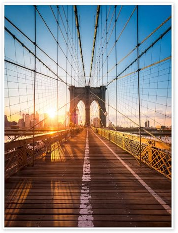 Posterlounge Brooklyn Bridge im Sonnenlicht in New York City, USA Poster | 50 x 70 cm von Jan Christopher Becke Wandbilder Wanddeko