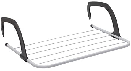 Pack of 2 Over Radiator Clothes Airer - Drying Rack, Towel Rail Holder for Bathroom Door Hanger Horse with 5 Hanging Bars & Adjustable Arms for Indoor & Outdoor, 1kg Capacity - 33x52cm