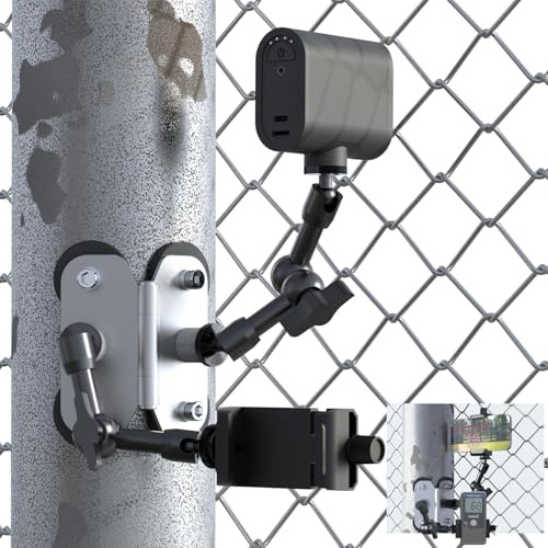 Magnetische Zaunhalterung – Pfostenhalterung für Mevo Start, GoPro, iPhone und Action-Kameras, zwei 1/4-Zoll-Punkte-Kamera-Magnethalter für Game Changer am Baseballfeld – Doppelarm