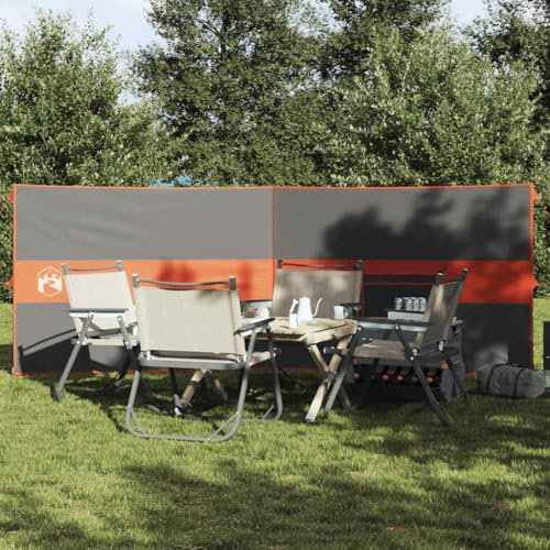 Homgoday Camping-Windschutz Sichtschutz Strand, Windschutz Sichtschutz für Strand, Camping und Garten Grau und Orange 344x120 cm Wasserdicht