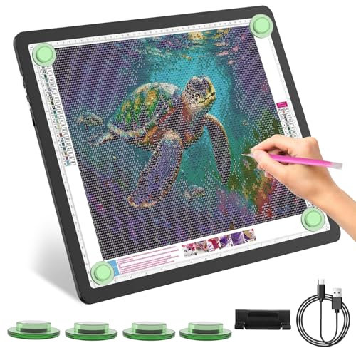 YINGWOND Leuchttisch A3 Wiederaufladbar für Diamant Malerei Licht-Pad mit Seitliche Tasten & magnetischen 5600LUX Ultraheller diamond painting Zubehör Kabelloses Licht-Box (A3-Wiederaufladbar-Schwarz)