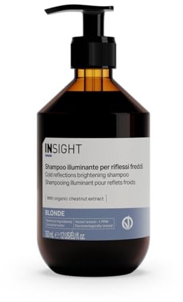 Insight Champú Blonde iluminador para reflejos fríos 350 ml | dedicado específicamente al mantenimiento del color en cabellos blancos, grises o rubios | Envase de cristal