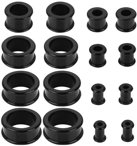 LORSENG 16 PCS Ear Stretching Kit Soft Silicone Ear Tunnels Gauge Earrings, Double Flared Saddle Earring Ear Ring Stretcher Piercing Stretcher Plugs Ear Expanders Ear Spacers for Men Women (Black)