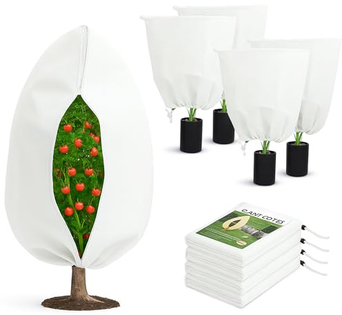 GWAEPU 4 Stück Winterschutz für Pflanzen: 80x120cm Pflanzen Winterschutz mit Reißverschluss Zugband Winterschutz aus Vliesstoff für Gartenpflanzen