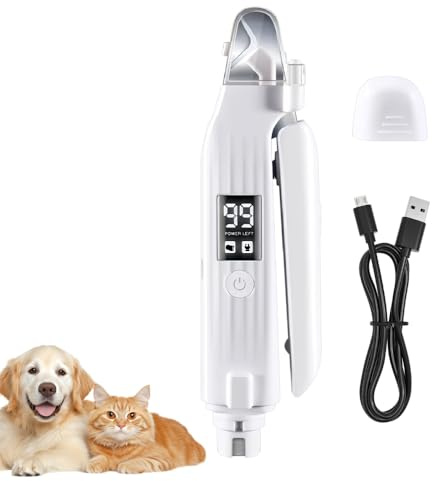 MiOYOOW Tagliaunghie per Cani Elettrico, Lima Unghie Cane con Luci LED Ricaricabile, Tagliaunghie 2 in 1 Basso Rumore Animali Domestici, per Razze Piccole, Medie e Grandi