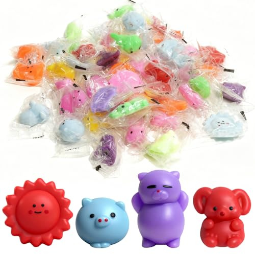 Homshsjhkis 50 Stück Squishy Set, Squishies, Mochi Toys, Squeeze Toy, Squish Alongs, Mini Gummitiere Spielzeug, Mitgebsel Kindergeburtstag für Kinder, Kawaii Stress Relief Spielzeug, Kleine Geschenke