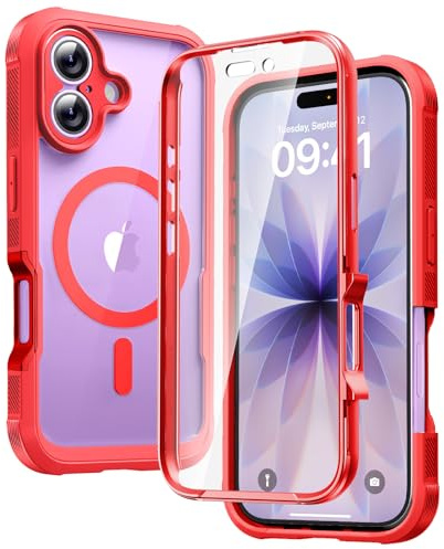 Diaclara Magnetic for iPhone 17 Case with Screen Protection, Red
