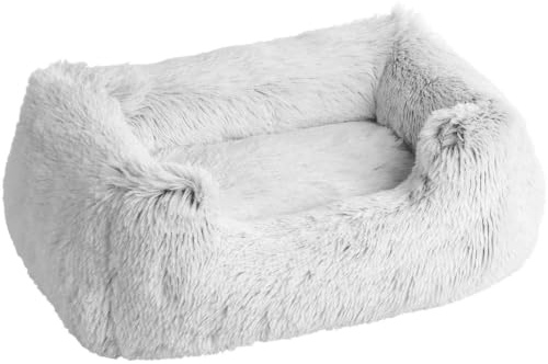 HUNTER Hundesofa LOPPA, kuscheliger Schlafplatz mit herausnehmbarer Füllung, pflegeleicht, Bezug waschbar, Farbe: weiß, Größe: M