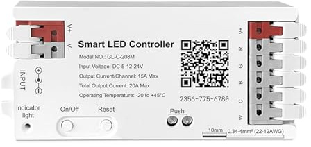 Matter RGBCCT LED Controller, Matter Wifi LED Controller , 20A Max, APP Sprachsteuerung, Farbwechsel Dimmen mit Homekit Google Alexa, Kontaktloses Pairing, Einfache Verdrahtung