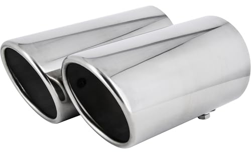 RECAMBO Auspuffblende Edelstahl Chrom passend für VW Tiguan II Typ AD1 BW2 ab 2016 markanter Abschluss - einfache Montage - fester Sitz - aufwertende Heckoptik - langlebige Oberfläche
