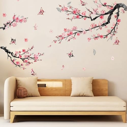 milaosk Wandtattoo XXL Wandaufkleber Blumen Rosa Baum Ast