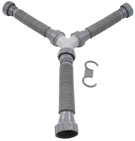 Dualoai Tuyau D'évacuation Double pour évier, Raccord Robuste et Extensible pour Salle de Bain et Cuisine