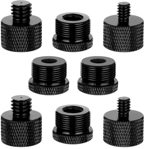 8 Pcs Microphone Thread Adapter Set, 1/4 3/8 5/8 Tripod Thread Adapter, Mic Stand Screw Converter for Camera Tripod and Recording Equipment