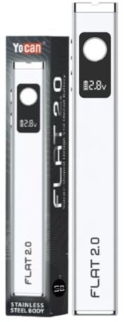 Yocan Flat 2.0 510 Cart Battery [Silver] - No Nicotine | Available in 6 colours - USB Type-C Cable, 650mAh Battery, OLED Screen, 1.0H Auto Shutdown - Compatible with 510 Cartridges
