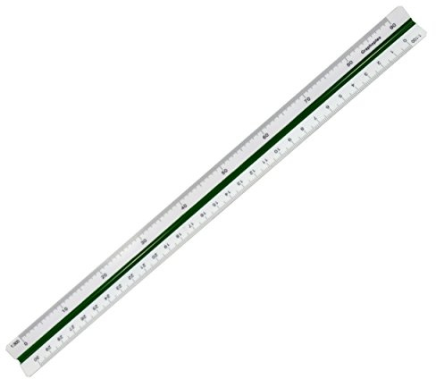 Graphoplex Dreikantmaßstab, zum Abbilden, 1:100 bis 1:500, 30 cm