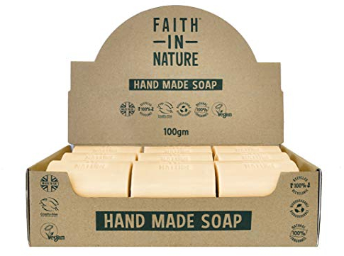 Faith In Nature Natural Orange Hand Soap Bar Box Set, Invigorating, Vegan & Cruelty Free, No SLS or Parabens, 18 x 100g