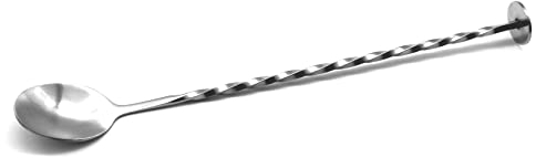 Fackelmann Cuchara Espiral para Gin Tonic, Cuchara Mezcladora para Remover Bebida Combinada, Conserva las Burbujas, Cucharilla Cóctel Larga de Acero Inoxidable, 30x3,7cm, 1 ud.