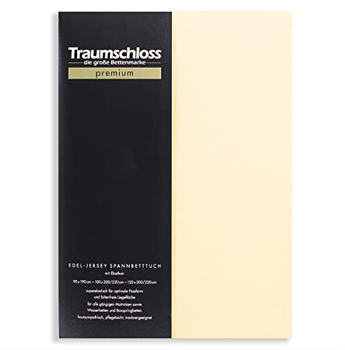 Traumschloss Spannbetttuch »Premium« Mako Baumwolle mit Elasthan | Edel-Jersey | samtweich & angenehm zur Haut | Natur | 140-160x200-220cm